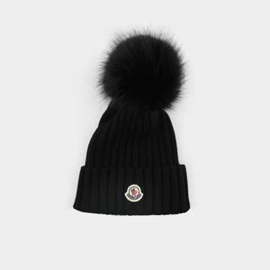 몽클레어 패치로고 폼폼 울 여성 비니 3B00064 M1131 999