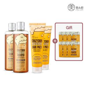 미친스킨 맥주효모 샴푸 2개+헤어팩 2개