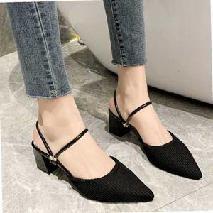 여성 스트랩큐빅 스틸레토힐 통굽 미들펌프스힐 2컬러