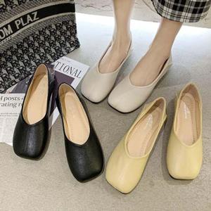 3컬러 여성사각코 플랫슈즈 블로퍼 뮬 여자단화