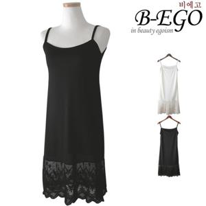 [비에고]312BG_밑단 망사 레이스 슬립