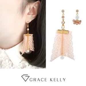 그레이스켈리 파스텔 핑크 레이스 귀걸이 EZ195_1