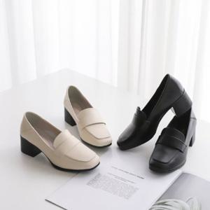 모던 스퀘어 레더 통굽 미들 여성 페니로퍼 UH-lu2913