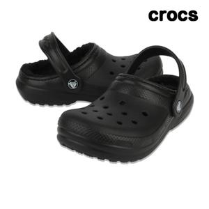 크록스 클래식라인드클로그 여성 털슬리퍼 블랙 207010-060G