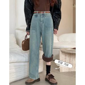 [웬디]복고 와이드 레그 스트레이트 기모 PT12972