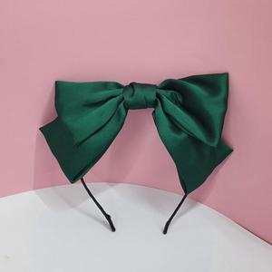 헤어 스타일링 왕리본 머리띠 다크그린