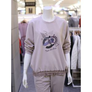 [아르테] 여성 밑단 프릴 프린팅 긴팔 티셔츠 DPABWT050