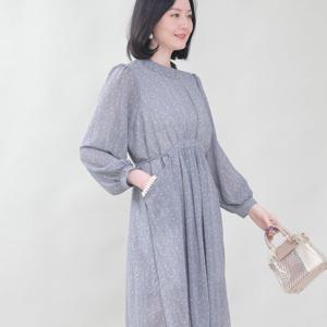 애비뉴투지 엄마옷 스몰 플라워 쉬폰 긴팔 봄여름 원피스 K03419