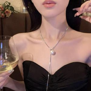 진주목걸이 Y자 목걸이 패션 포인트 롱 목걸이