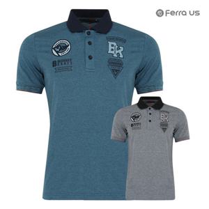 페라어스 남성 디자인 와펜 카라배색 골프셔츠 CTM3BK2031