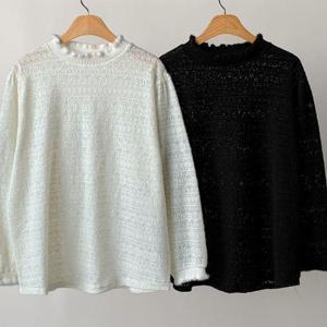 빅사이즈레이스티 T452L412 온미레이스기모블라우스 BN