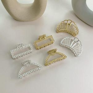 아트박스/미니멜로즈 무광 올림머리 사각 메탈 집게 머리핀