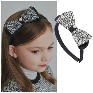 빈2 BZ54AX02NV 아동 여아 네이비 트위드 리본 헤어밴드 2025년 가을