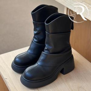 [디자이어로즈] 여성 캐주얼 소가죽 부츠 7cm 통굽