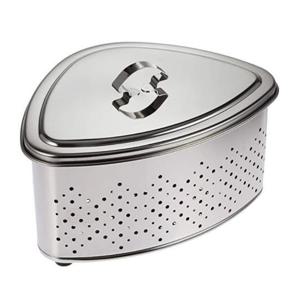 스테인레스 싱크대 삼각 코너 음식물쓰레기통 뚜껑형 음식물쓰레기함 음식물쓰레기 가정용음식물쓰레기통 가정용음식물수거통 싱크대음식물