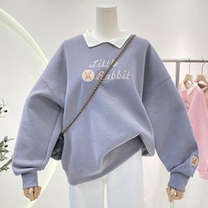 리틀래빗 배색카라 기모티셔츠_NC3LT013