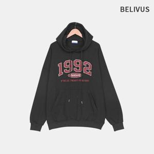 빌리버스 남자 1992 레터링 베이직 코튼 쭈리 오버핏 후드티 BPT096