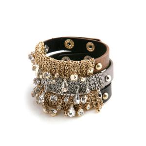 [바이진주리본] 보석체인B / 가죽 뱅글 패션 팔찌