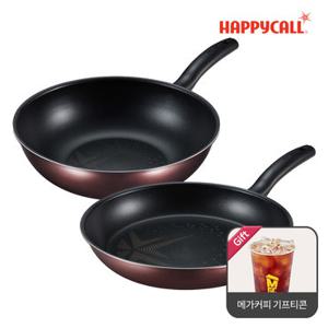 [리뷰후기+메가커피 기프티콘 증정] 해피콜 올 뉴 컴포트 다이아몬드 IH 인덕션 후라이팬 2종 C세트(28팬+28웍)