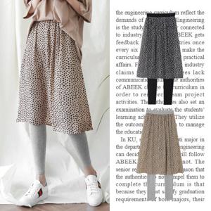 빅사이즈 호피 레오 밴딩플레어 쉬폰 롱 치마레깅스_8099