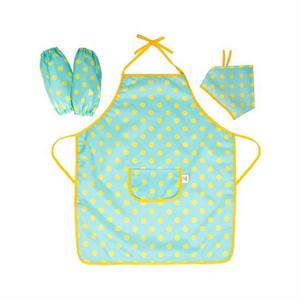 [더해피]핸드메이드 아동용 목끈형 앞치마+두건-민트 도트 에이프런/유아/어린이/키즈/미술/요리