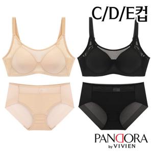 [판도라by비비안]노와이어 풀컵몰드브라팬티2종(PB7126)75C~85E
