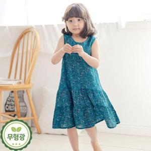 [토토와모모]여아 원피스 잠옷 어린이 공주 민소매 플라워 실내복 /데지(CR면)