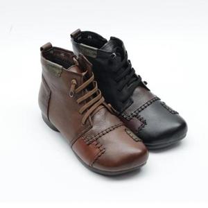 [신꼬가] 천연 소가죽 발 편한 박음질 여자 앵클 부츠