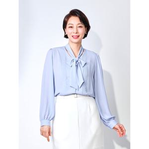 [마담엘레강스] 스트랩 타이 핀턱 블라우스 K241BL16_블루