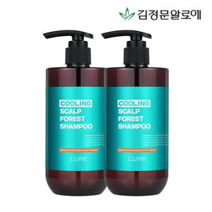 [김정문알로에] 큐어 쿨링 스칼프 포레스트 샴푸 400ml + 400ml 세트