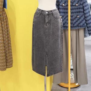 르피타 DP01 H라인 앞트임 미디 청 스커트 L243USK902