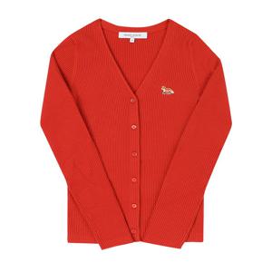 메종키츠네 NW00507KT1091 P653 패치 리브 브이넥 여성 가디건