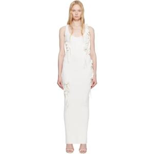 25 FW 코페르니 여성 화이트 니트 리본 롱 탱크 맥시 드레스 251325F055011