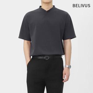 빌리버스 남성 헨리넥 반팔 티셔츠 캐주얼 여름 무지티 BBN169