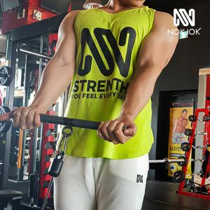 녹족 맨즈 베이직 레터링 헬스 나시 N그린