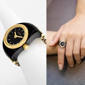 파슬 반지시계 링와치 여성 여자 블랙 골드 시계 반지 ES5413