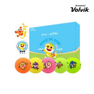 볼빅 골프공 볼마커 선물세트 비비드 아기상어 한정판 3피스 5구