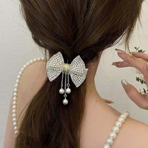 리본 진주 미니 자동핀 똑딱핀 큐빅 옆머리핀 반묶음