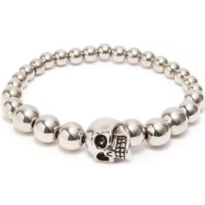 25 FW 알렉산더 맥퀸 Skull 스컬 팬던트 스페리컬 비즈 실버톤 메탈 팔찌 554504J160Y0446