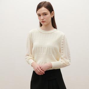 [SATIN] 진주넥 포인트 펀칭 레이스 니트_2컬러 O261T956