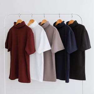 남자 데니안 슬림핏 터틀넥 반팔 티셔츠 5C-TSH-Q105-검정