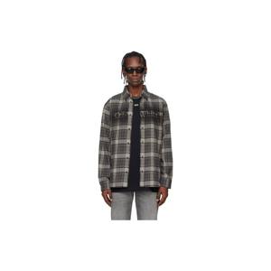 26 SS 오프화이트 남성 그레이 스프레이 북 체크 플란넬 셔츠 252607M192007