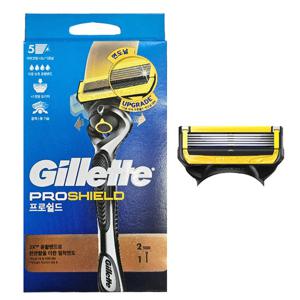 질레트 NEW 프로쉴드 옐로우 면도기 2UP (면도기+면도날2개)