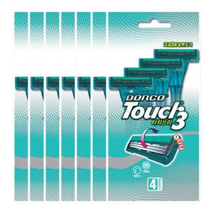 도루코 터치3 휴대용 3중날 면도기 4개입 X 7개