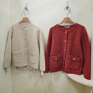 스테파니 HC07 금사 골드버튼 니트자켓 A24JK4418