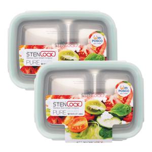 스텐락 퓨어 멀티 직사각찬통 1호 2개세트 나눔 반찬통 밀폐용기