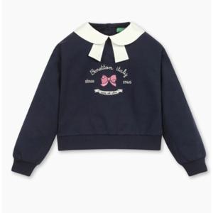 [베네통키즈]25FW-스쿨 체크 카라 맨투맨/QAMT05541