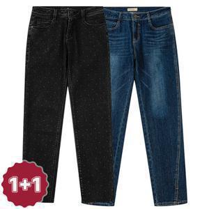 [바닐라비] 여성 기모 데님 팬츠 2종 세트