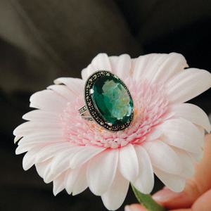 바이데이지 오벌컷 시베리안 쿼츠 실버 반지 Br0374