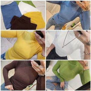 겨울 골지 목폴라 목티 5컬러 데일리룩 니트 슬림 여